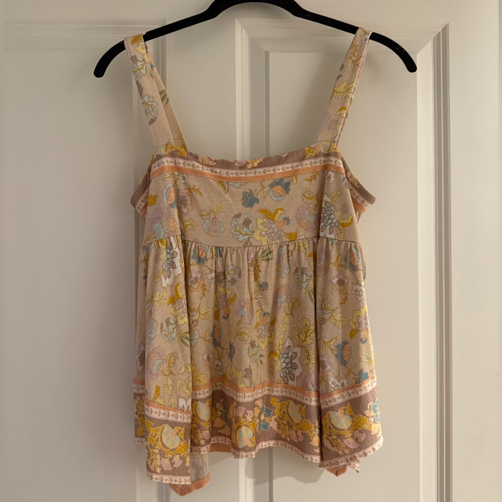 Lucky Brand Cream and Orange Tiered Camisole